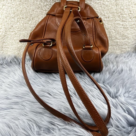 Vintage Christian Dior Tan Brown Leather CD Flap Mini Backpack - Picture 9 of 11